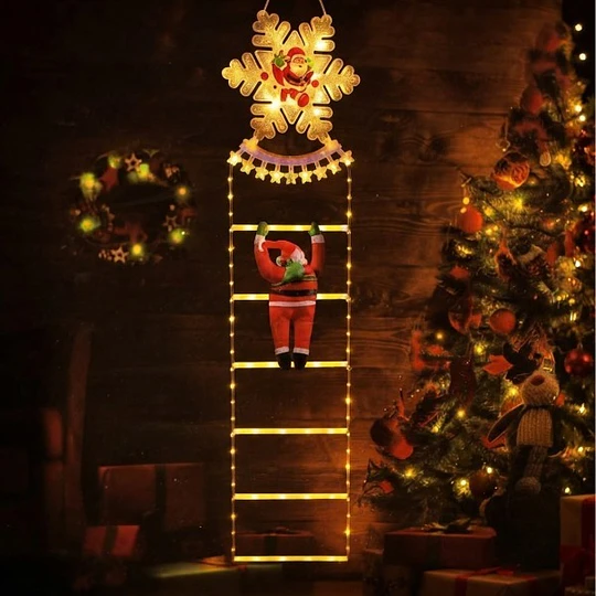 Escalera Led Solar Pascuero Decoración Navideña 
