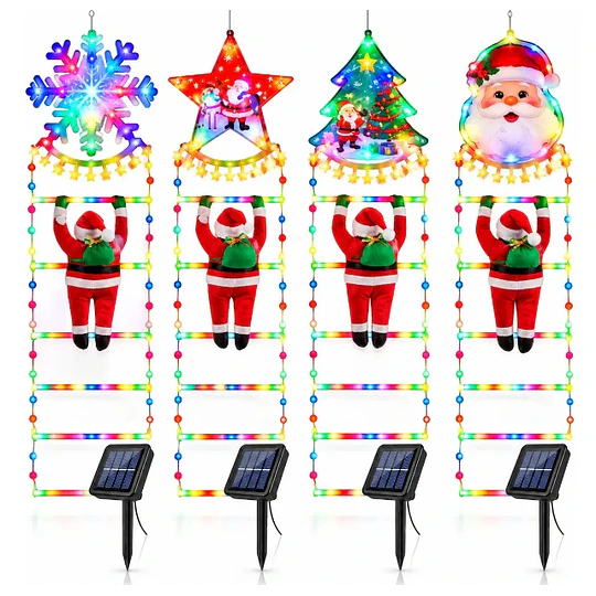 Escalera Led Solar Pascuero Decoración Navideña 
