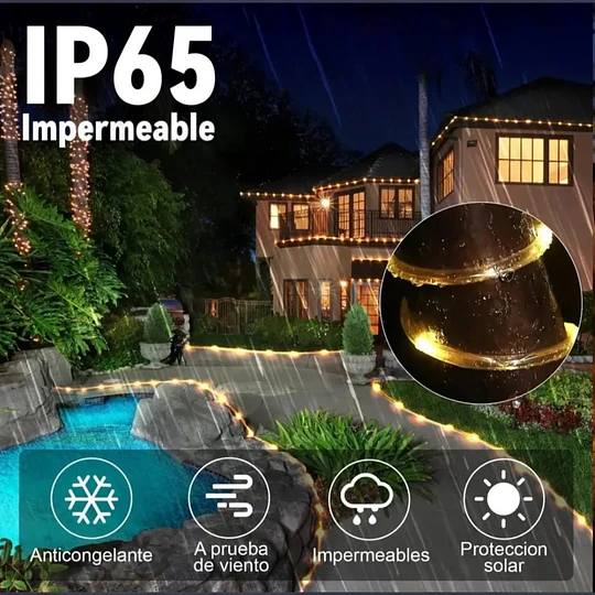Manguera Led Solar 20M Guirnalda Decorativa Exterior 
