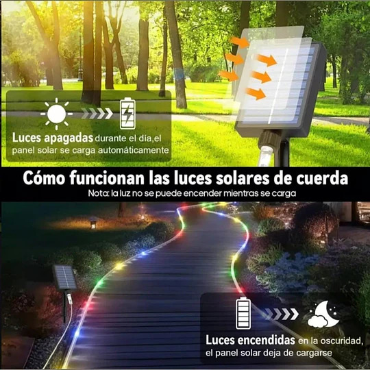 Manguera Led Solar 20M Guirnalda Decorativa Exterior 