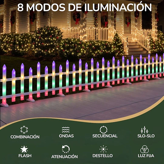 Luces Led Jardín Reja Decorativa Navideña Solar 