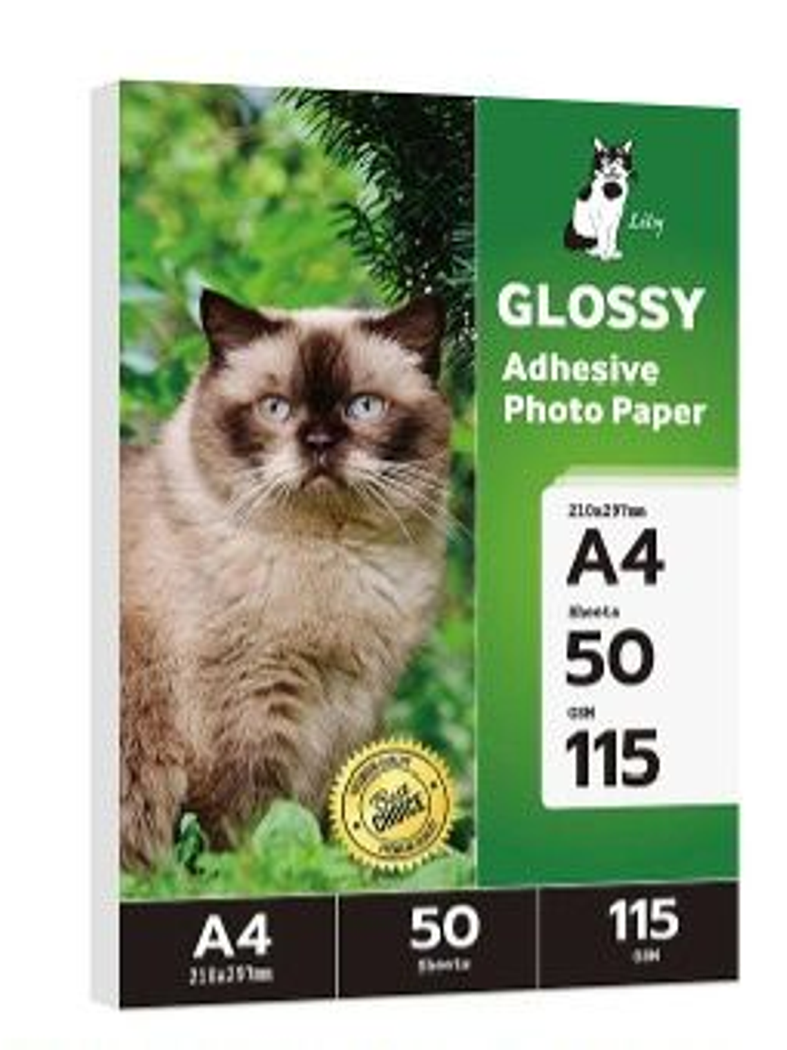 Papel adhesivo brillante A4 de 115 gramos de 50 hojas Marca LILY  1