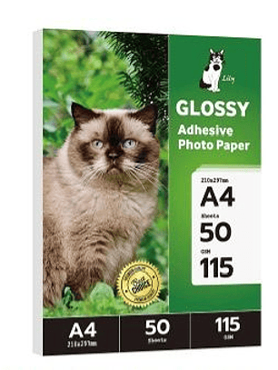 Papel adhesivo brillante A4 de 115 gramos de 50 hojas Marca LILY 