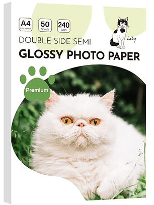 Papel fotográfico de acabado semibrillante en ambas caras, diseñado para ofrecer una impresión de alta calidad con colores vibrantes y detalles nítidos. Con un gramaje de 240 gramos,