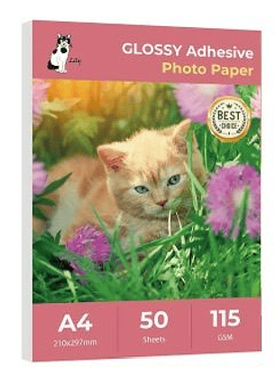 Papel Fotográfico Adhesivo Glossy (Brillante) de 115grs
