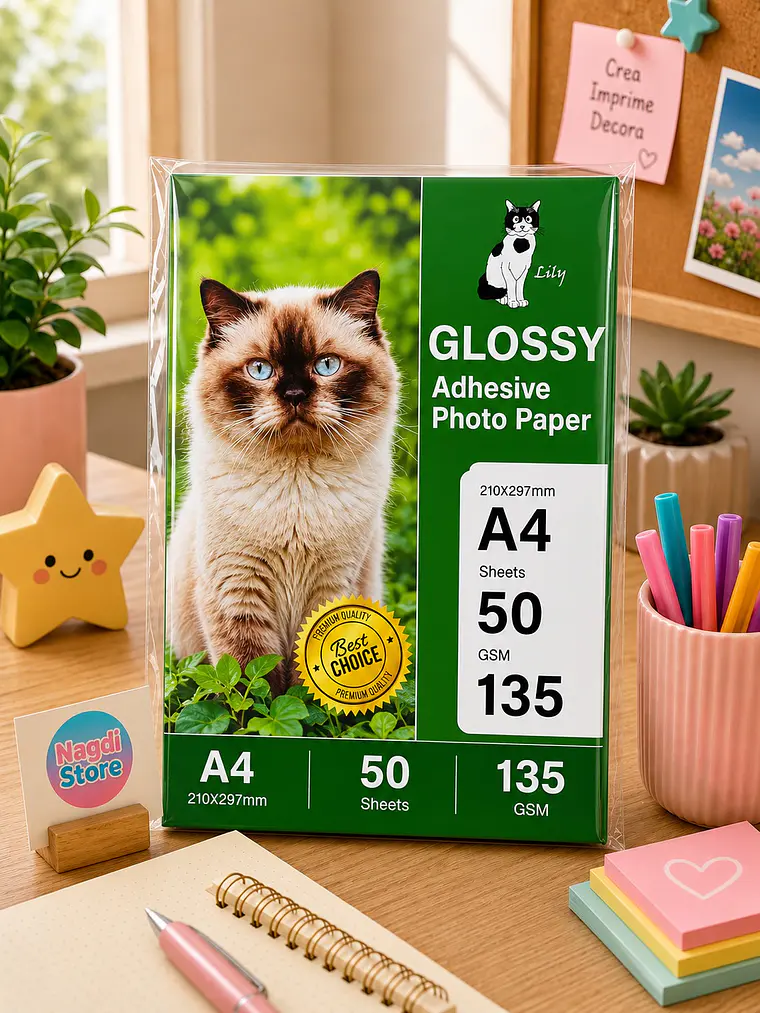 Resma de Papel Fotografico adhesivo 50 hojas Tamaño A4  135 Gramos  1