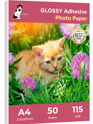 Papel Fotográfico Adhesivo Glossy (Brillante) de 115grs