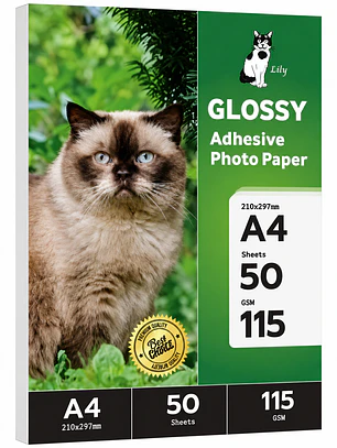Papel adhesivo brillante A4 de 115 gramos de 50 hojas Marca LILY 