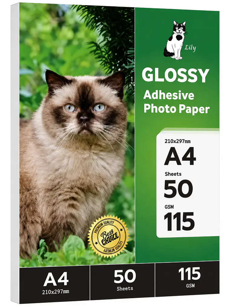 Papel adhesivo brillante A4 de 115 gramos de 50 hojas Marca LILY  1