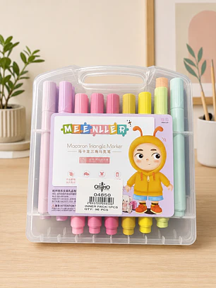Set de Marcadores Pastel Triangulares – 18 Colores con Estuche