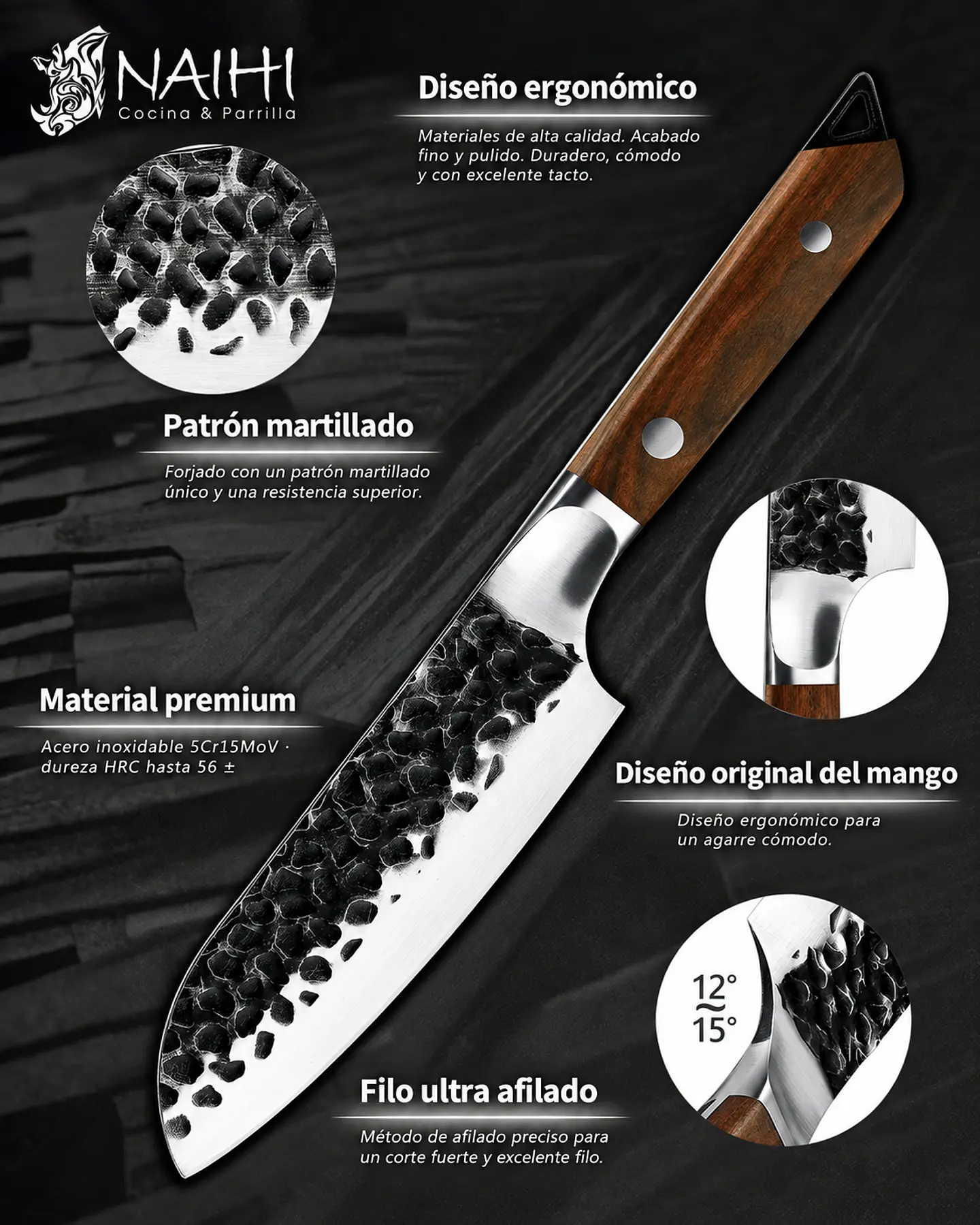Cuchillo Santoku NAIHI 5