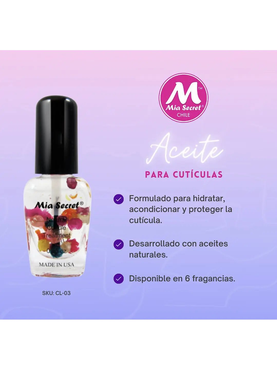 Aceite de cutícula 7.5ml Mia Secret 1