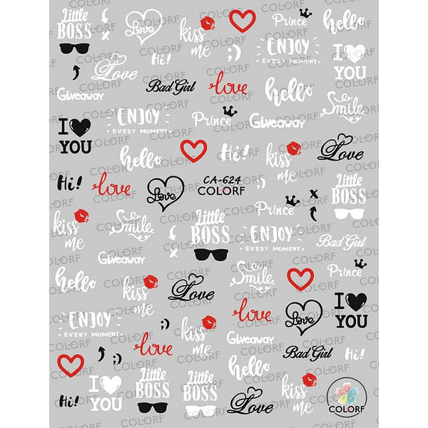 Sticker autoadhesivo textos blancos