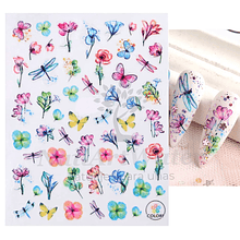 Sticker flores y libelulas