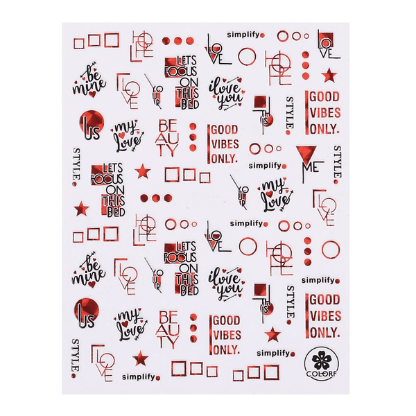 Sticker negro rojo textos love