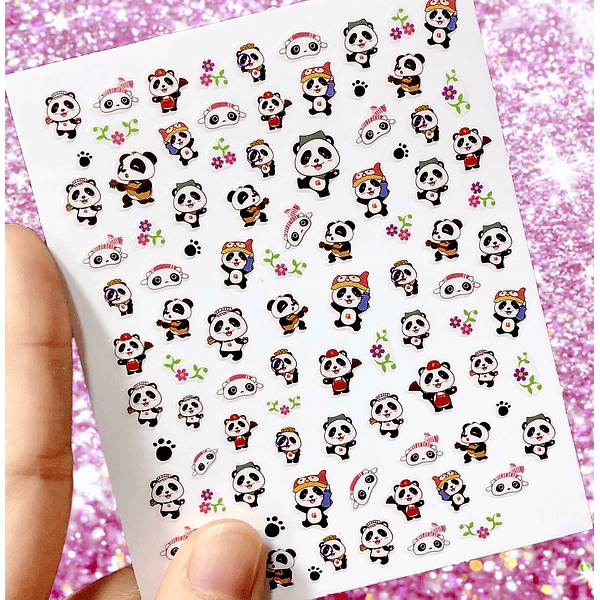 Sticker autoadhesivo pandas 