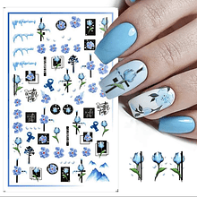 Sticker autoadhesivo flores azules  