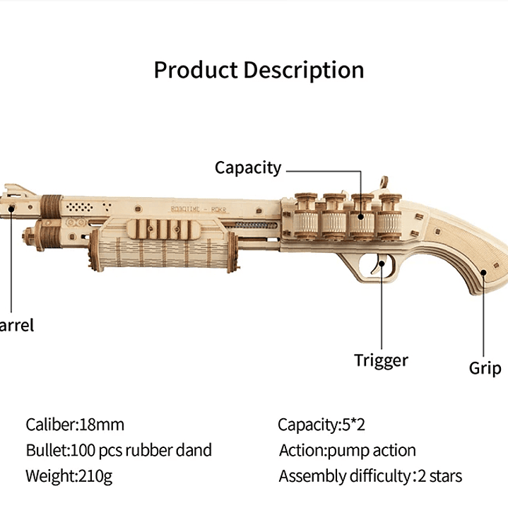 Rompecabezas 3D Rokr M870 de Madera 172 Piezas Terminator 2