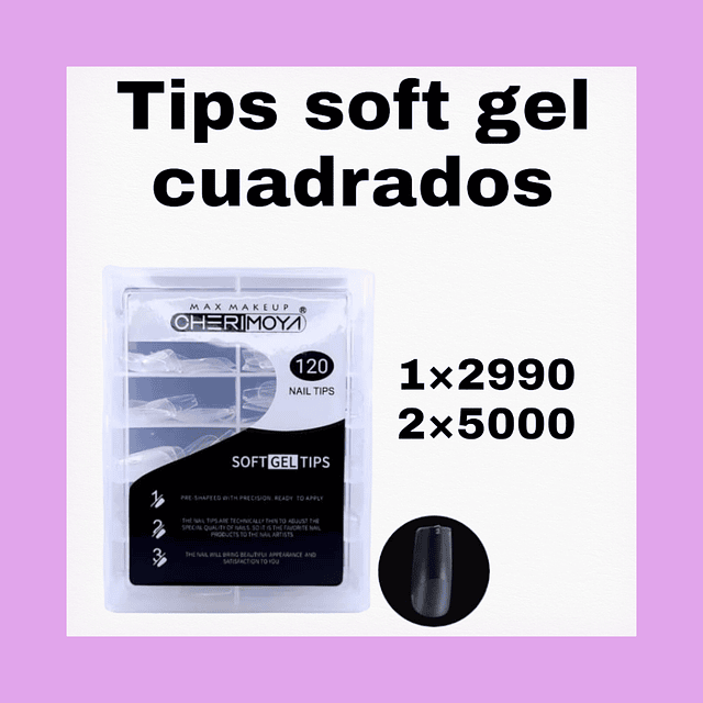 Tips soft gel cuadrados 120 unidades 