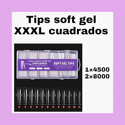 Tips soft gel cuadrados XXXL, 240 unidades 