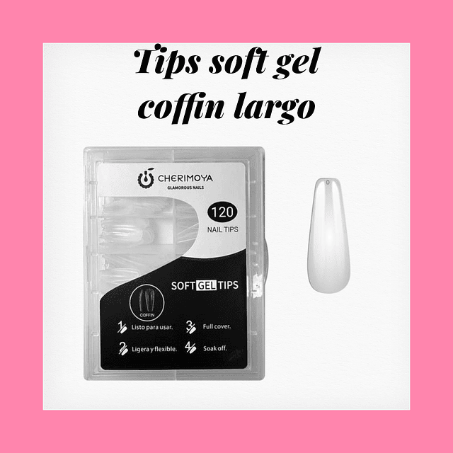 Tips soft gel coffin largo cherimoya 120 unidades