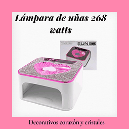 Lampara de uñas 268 watts con decoración de corazón y cristales 