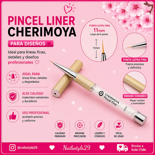 Pincel 11mm liner Cherimoya 