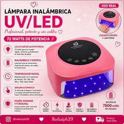 Lampara de uñas inalambrica 72 watts, marca Cherimoya 