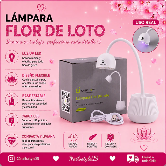 Lámpara de uñas inalambrica flor de loto 18 watts