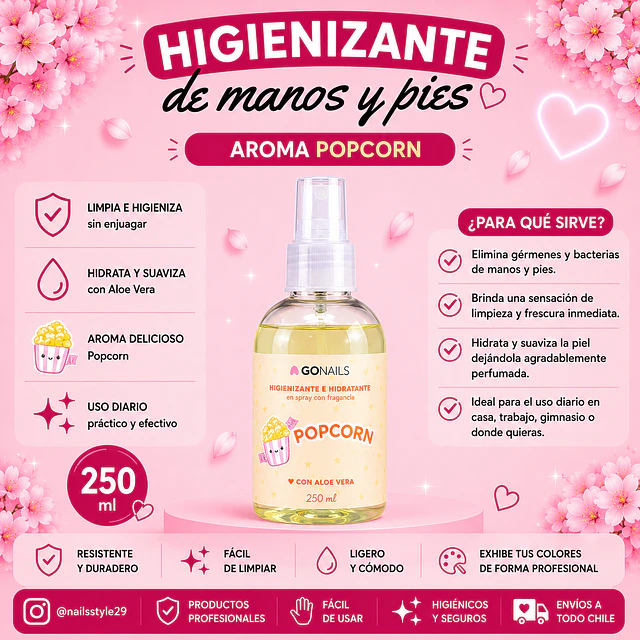 Higienizante e hidratante de manos y pies 250ml Go nails 