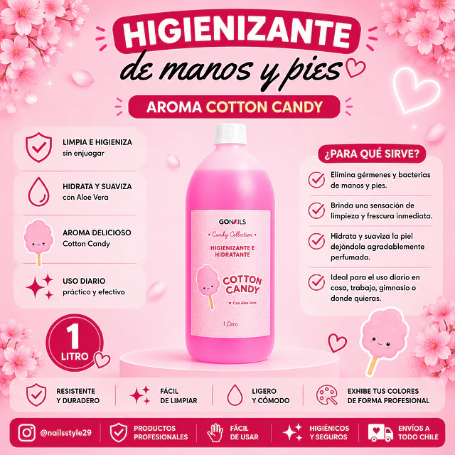 Higienizante e hidratante de manos y pies 1 litro Go nails