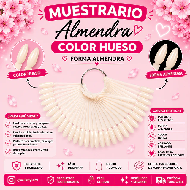 Muestrario almendra tono hueso 