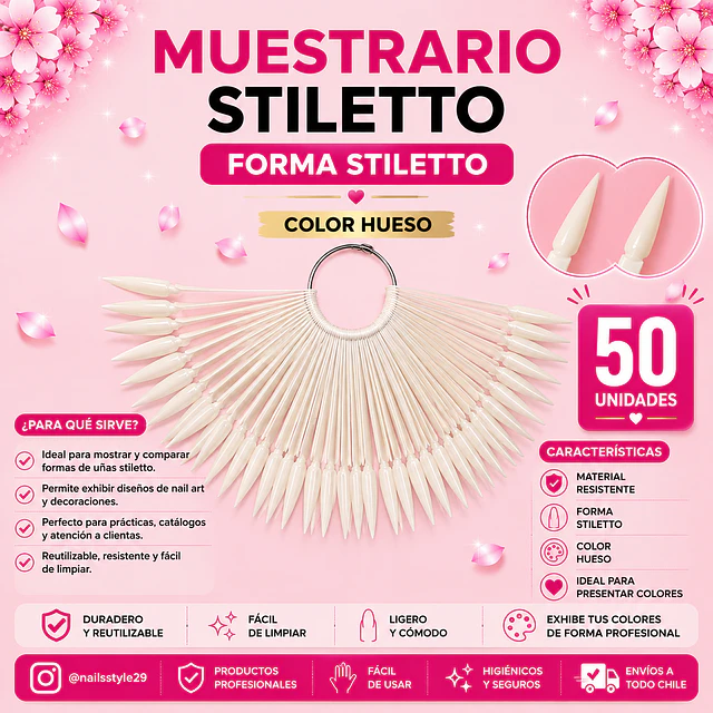 Muestrario stiletto tono hueso