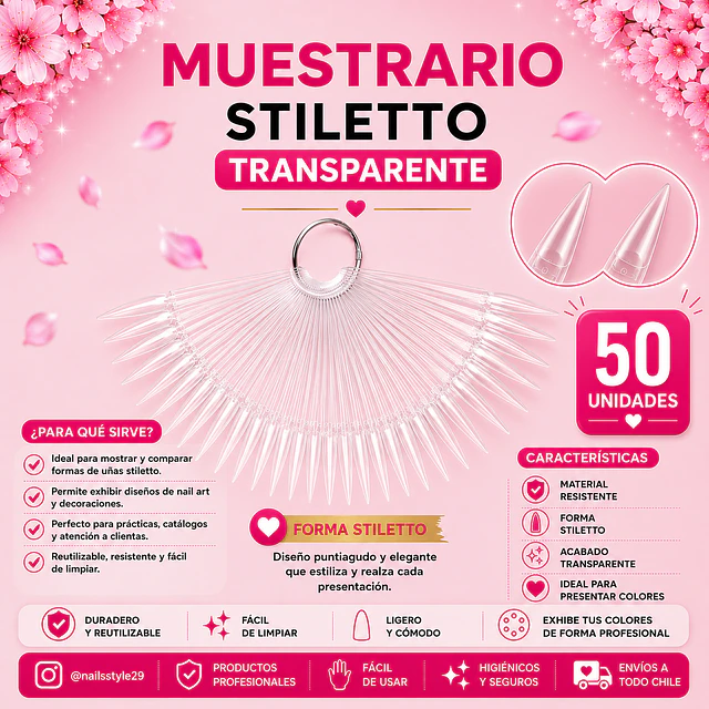Muestrario stiletto tono transparente 
