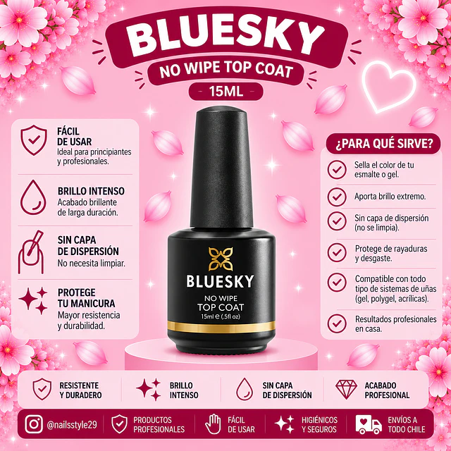 Top coat no wipe Bluesky 15ml