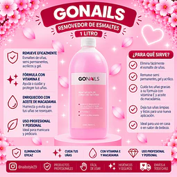 Removedor de esmaltes permanentes y sistemas artificiales 1 litro Go Nails