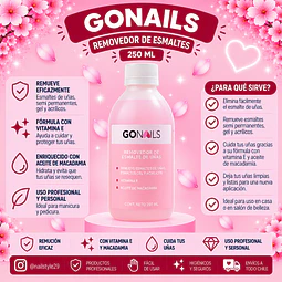 Removedor de esmaltes permanentes y sistemas artificiales 250ml Go Nails 