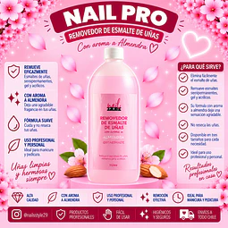 Removedor de esmaltes permanentes y sistemas artificiales 1 litro Nail pro