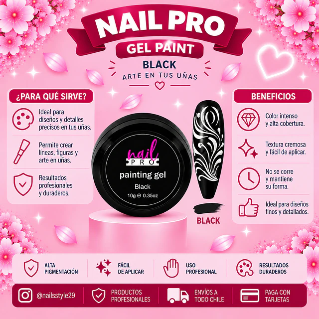 Gel paint negro Nail pro