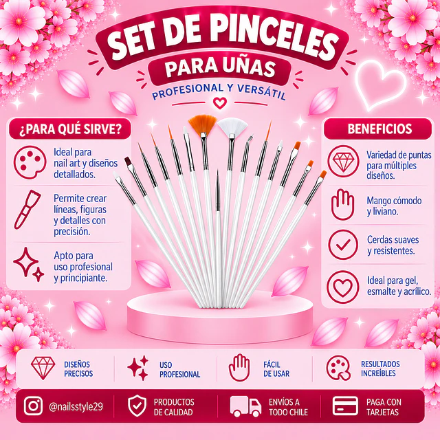 Set de 15 pinceles para diseños 