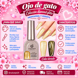 Ojo de gato Diamond glitter, dorado