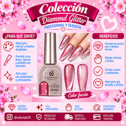 Ojo de gato Diamond glitter, fucsia 