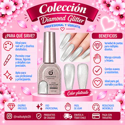Ojo de gato Diamond glitter, plateado 