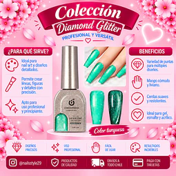 Ojo de gato Diamond glitter, turquesa 