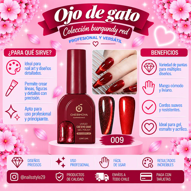 Ojo de gato Burgundy red, navidad 