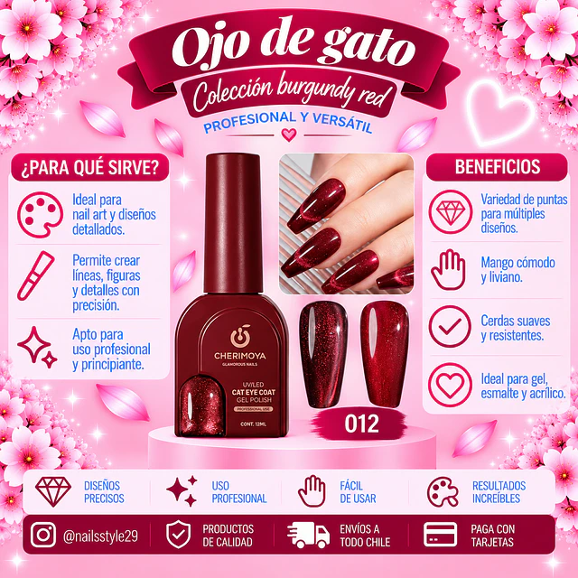 Ojo de gato Burgundy red, maroon