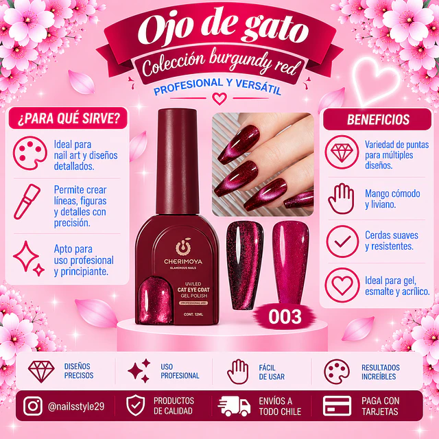 Ojo de gato Burgundy red, granate 