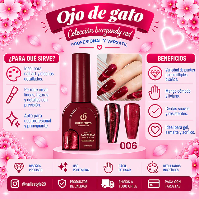 Ojo de gato Burgundy red, cherry