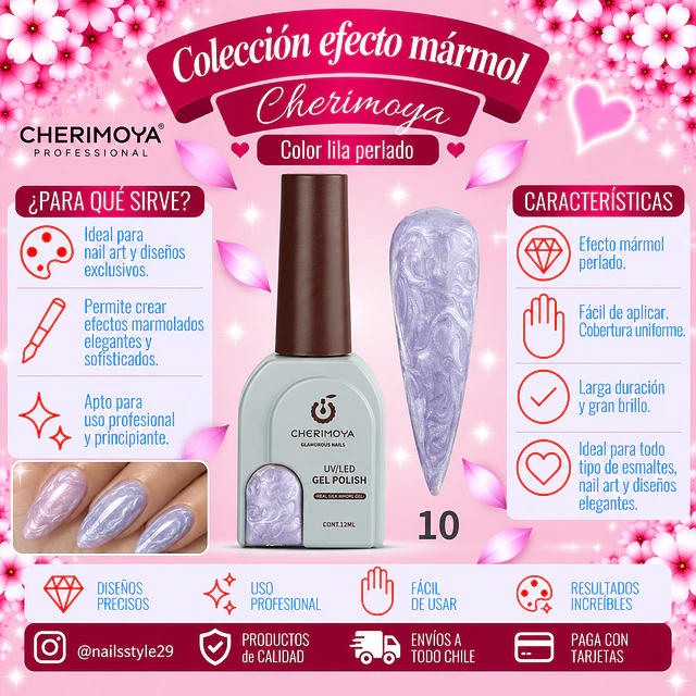 Efecto mármol, lila perlado 