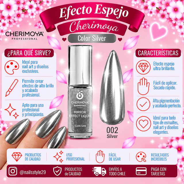 Efecto espejo formato esmalte, plateado 